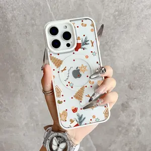 Gingerbread Christmas Magic MagSafe Snap Case for iPhone 17/16 Pro Max 15 Pro 14 13 12 11 XS Plus TPU Shockproof Slim Protective Cover with Strong Magnetic Ring for MagSafe Charging