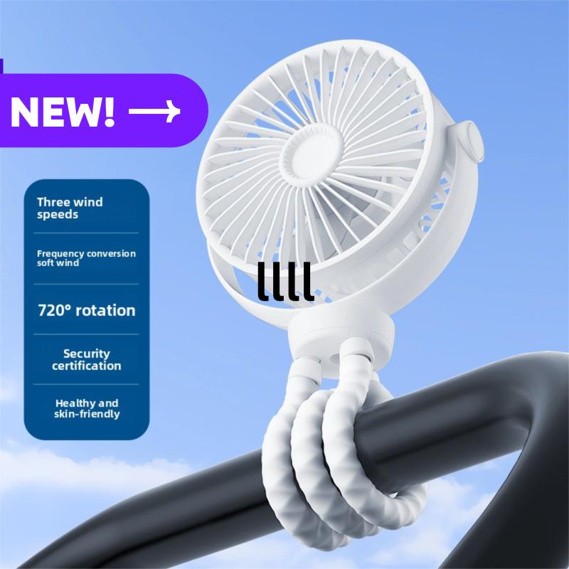 Portable Octopus Fan for Strollers, USB Rechargeable, Quiet & Foldable, Perfect for Outdoor Use