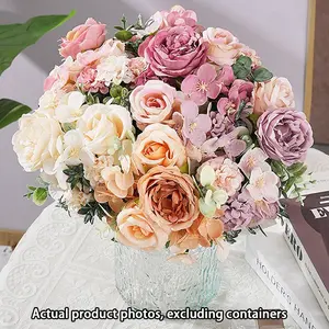 Artificial Peony Hydrangea Bouquet, Multi-Color Floral Arrangement, Home Decor, Table Centerpiece, Wedding, Birthday, Mother's Day