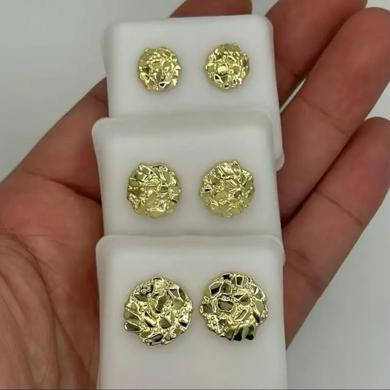 Gold Nugget Earrings - Unisex Gold Nugget Earrings - Unisex