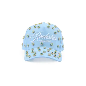 Roma Baby Blue Rhinestone Trucker Hat