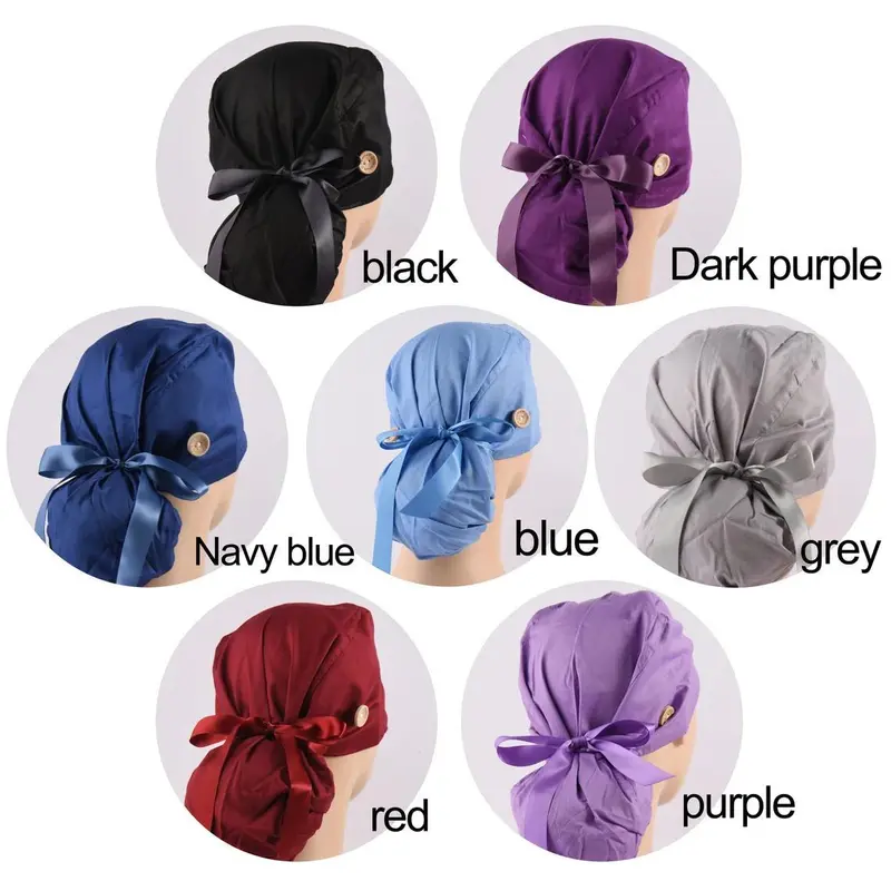 Women's Solid Color  Ponytail Scrub Cap for Long Hair, Doctor Print Hat, Nurese, Birthday Gifts