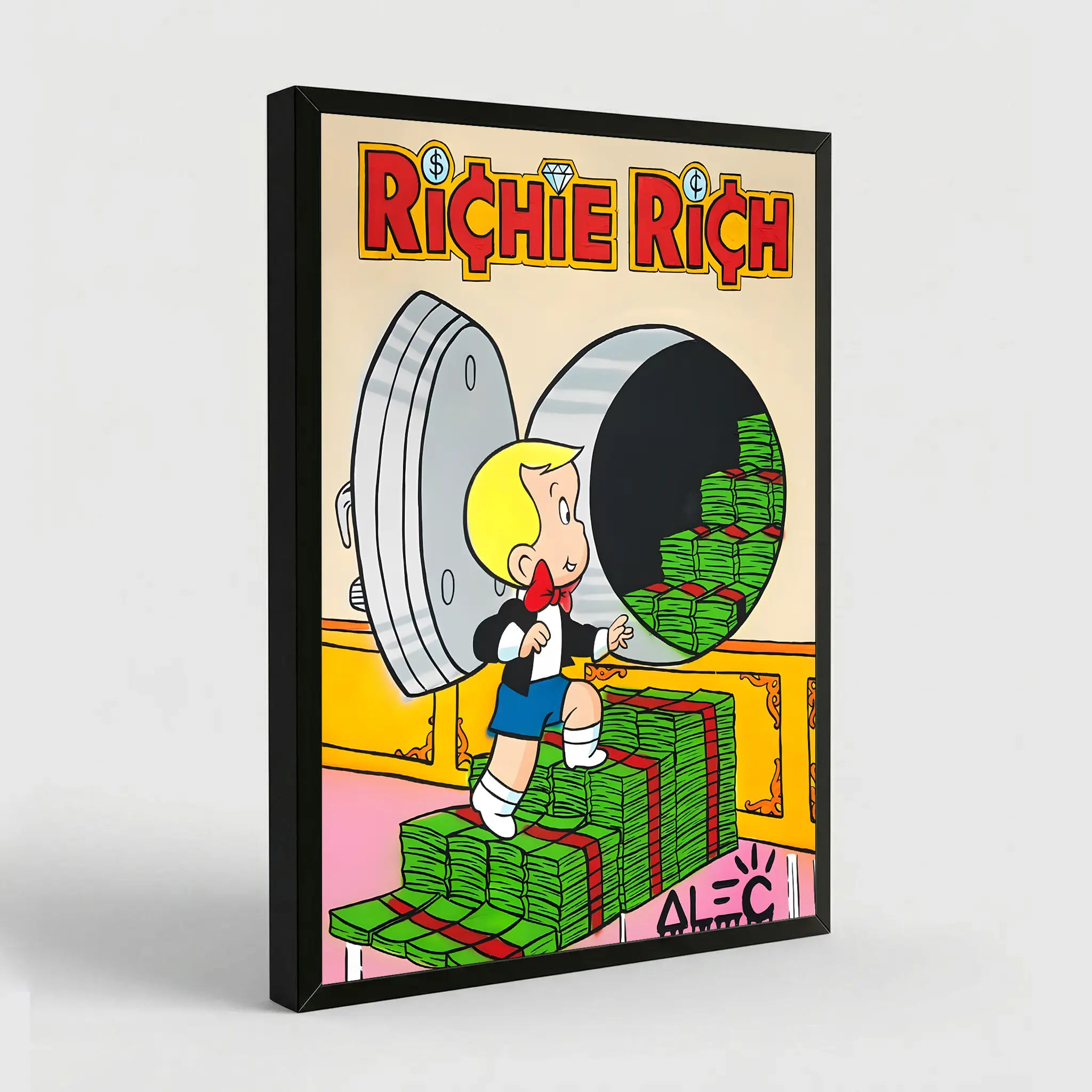 Alec Monopolys Richie Opening Safe with Bills Poster Decorative Painting Canvas Wall Art Living Room Posters Bedroom Painting