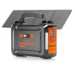 296Wh Solar Generator with 60W Solar Panel Portable Power Station 2 x 300W Pure Sine Wave AC Outlets (330W Surge) 8 Output Ports Built-in Flashlight for Camping Blackout Outdoor Emergency Foldable Battery Pack Rechargeable Battery Operated