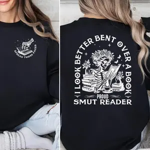 Bookish Sweatshirt, Smut Reader Bookish Sweatshirt, Funny Skeleton Reading Sweater, Spicy Book Lover Crewneck, Spread Those Pages Pullover, Gift for Readers