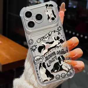 Funny Border Collie Graffiti Pattern Phone Case, Shockproof Card Slot, Compatible with iPhone 17/16/11-15 Pro Plus Max XR