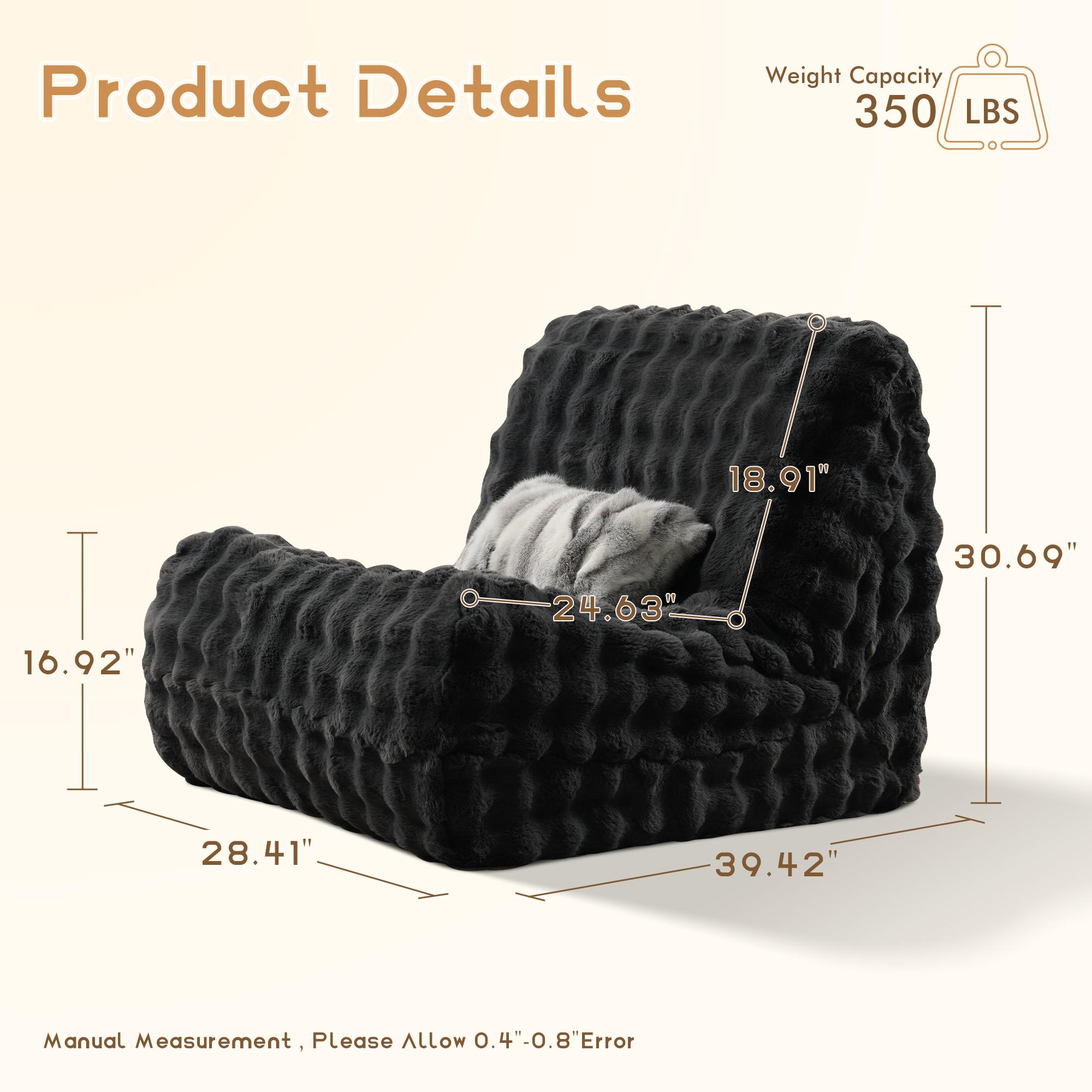 【Spring Sale】Ovios Large 41"  Bean Bag Chair with Ottoman for Adults, Comfy Boneless Lazy Chair Couch with Memory Foam and PU Leather , Plush Corduroy Sofa Bed for Bedroom College Dorm - No Assembly