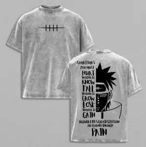 Nagato Pain Naruto Shippuden T-Shirt, Oversized Vintage Washed Anime Graphic Tee, Six Paths Streetwear Retro Top Gift for Anime Lovers cottonteeshirt