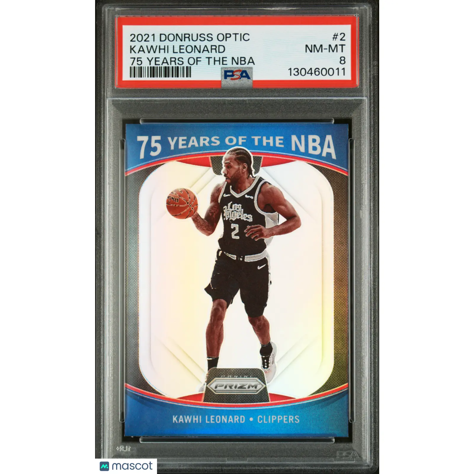 2021 Panini Donruss Optic 75 Years Of The NBA Kawhi Leonard #2 PSA 8