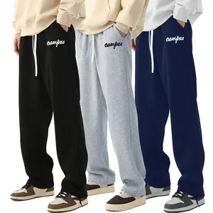 Men’s Soft Lounge Pants - Menswear Bottoms with Minimalist Campus Thigh Print, Plain Design for Relaxed Polished Everyday Wear