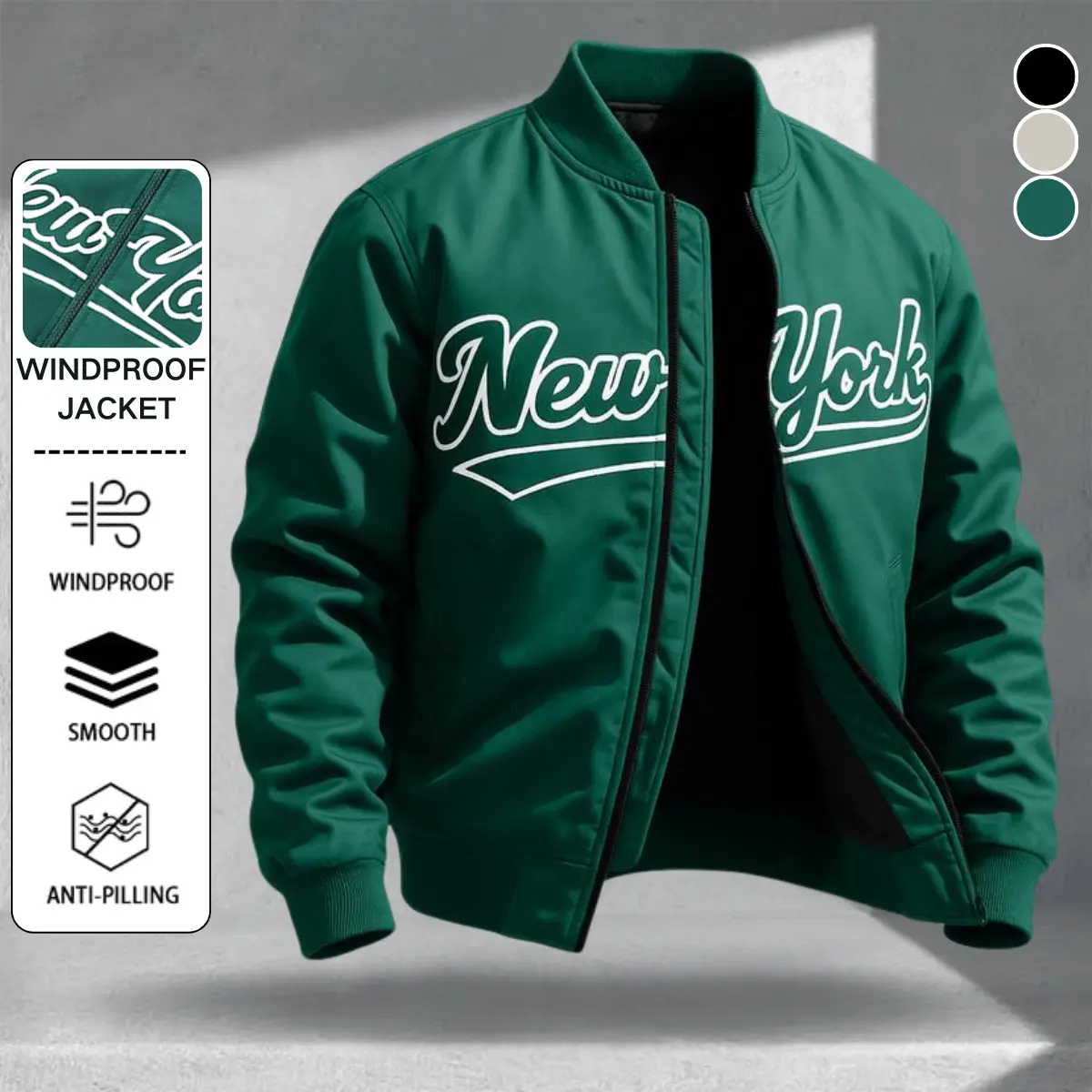 Men's Letter Print Varsity Jacket - Casual Thin Lightweight Athletic Outerwear for Spring, Autumn and Outdoor Commuting