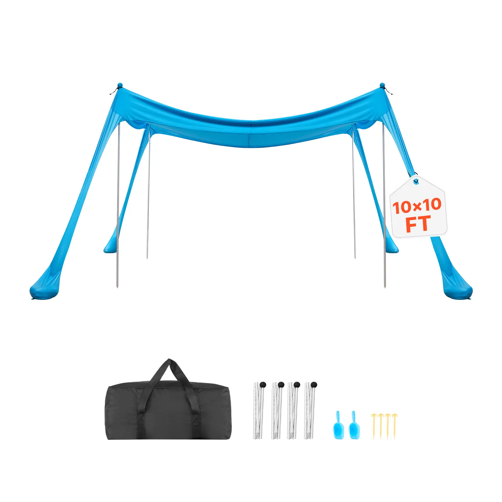 【SummerFinds】VEVOR 10x10 ft Pop Up Beach Tent, Stretch Lycra Sunshade Canopy with UPF 50+ Sun Protection, Breathable, Windproof, Large Area, Portable for Family Camping, Park Outings