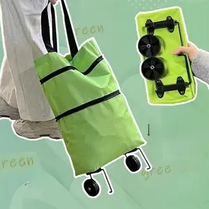 Shopping Bag with Wheels Foldable Grocery Cart, Portable Large Capacity Trolley for Home Supermarket, Convenient Shopping Solution