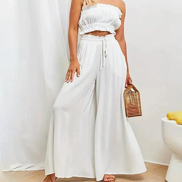 Plus Size Drawstring High Waist Wide Leg Pants with Pockets, Work Pants Women, Pants for Women, Casual Solid Trousers for Women Daily Wear Outdoor
