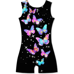 KF5-CPA033 Girls Gymnastics Leotards Toddler Unitard Biketard Clothes Cute Kid Tumbling Dance Outfit 2-10T