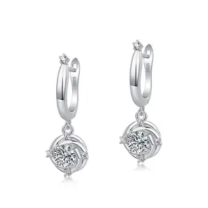 Fashion Jewelry Simple Design Silver Moissanite Dangle Earring Gold Jewelry Stud Earrings