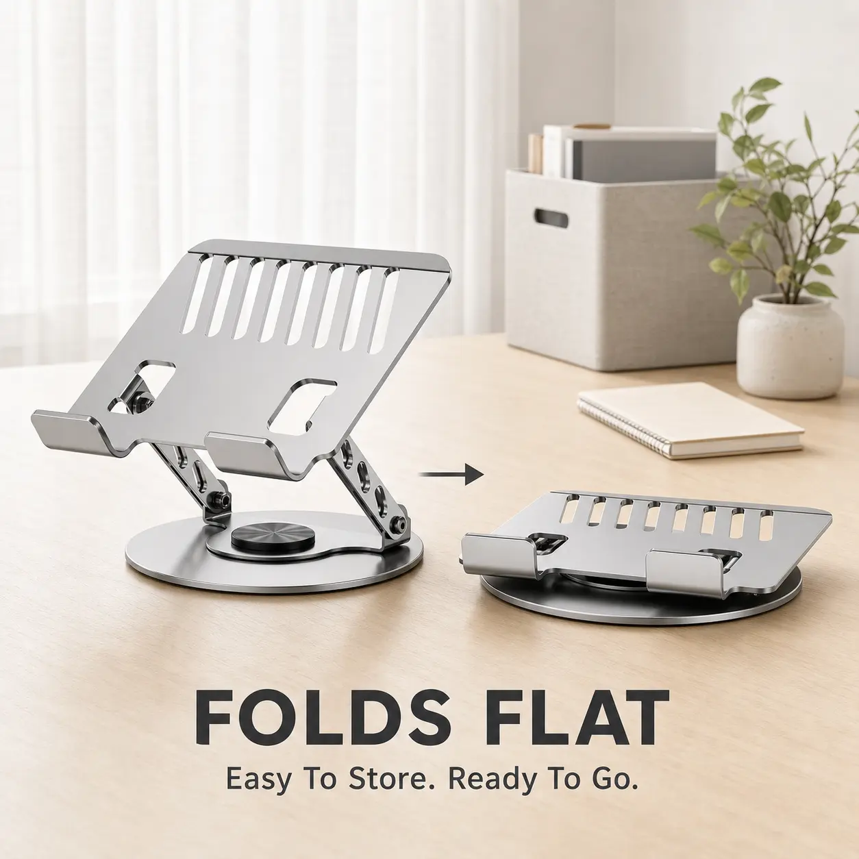 360° Rotating Laptop Stand, Adjustable Foldable Aluminum Laptop Stand, 2-in-1 Multifunctional Laptop Stand Hub for Gaming Laptop and Mobile stand, Portable Laptop Holder Compatible with MacBook, Father’s Day Gift for Working Men