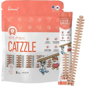DR.PETRA CATZZLE Cat Treats, Dental Chews for Indoor Cats, Cat Teeth Cleaning, Dental Care Snacks - Hairball Control (Salmon Flavor) (5 Sticks (Pack of 1))