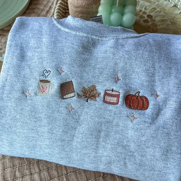 Book Lover Fall Embroidered Sweatshirt, Cozy Autumn Bookish Crewneck, Women's Fall Bookish Sweatshirt Cute Fall Reading Shirt, Gift for Book Lovers