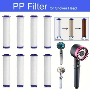 High Output Shower Filter Replacement - 10Pcs PP Filter for Chlorine, Fluoride & Hard Water Removal, Compatible with Handheld Showerheads