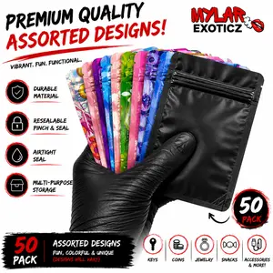50 Pack Assorted 4x5 Mylar Storage Bags | Pinch & Seal Multi-Purpose Pouches