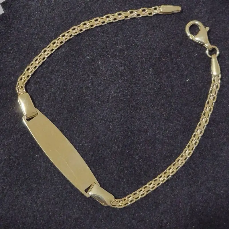 10K Real Gold Kids Chino Bracelet 6”,Free Engraving(add on notes).