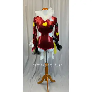 Custom Queen of Hearts Inspired Red Sequin Biketard +Cape