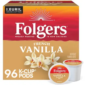 Folgers French Vanilla Single Serve K-Cup Pods, 24 Pods Per Pack, Case Of 4 Packs (96ct)