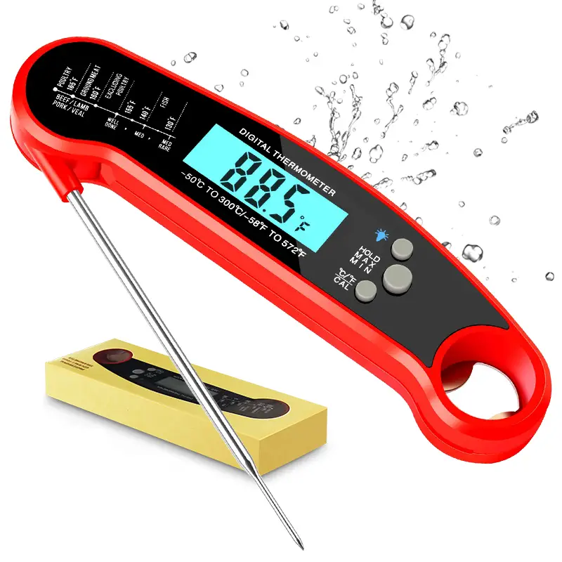PENELII Digital Meat Thermometer - Instant Read with Backlight & Calibration, Magnet, Bottle Opener - Waterproof Digital Food Probe for Kitchen, Food,