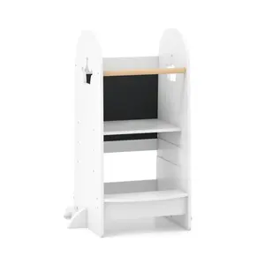 Kids Kitchen Tower Adjustable with Chalkboard and Safety Rail