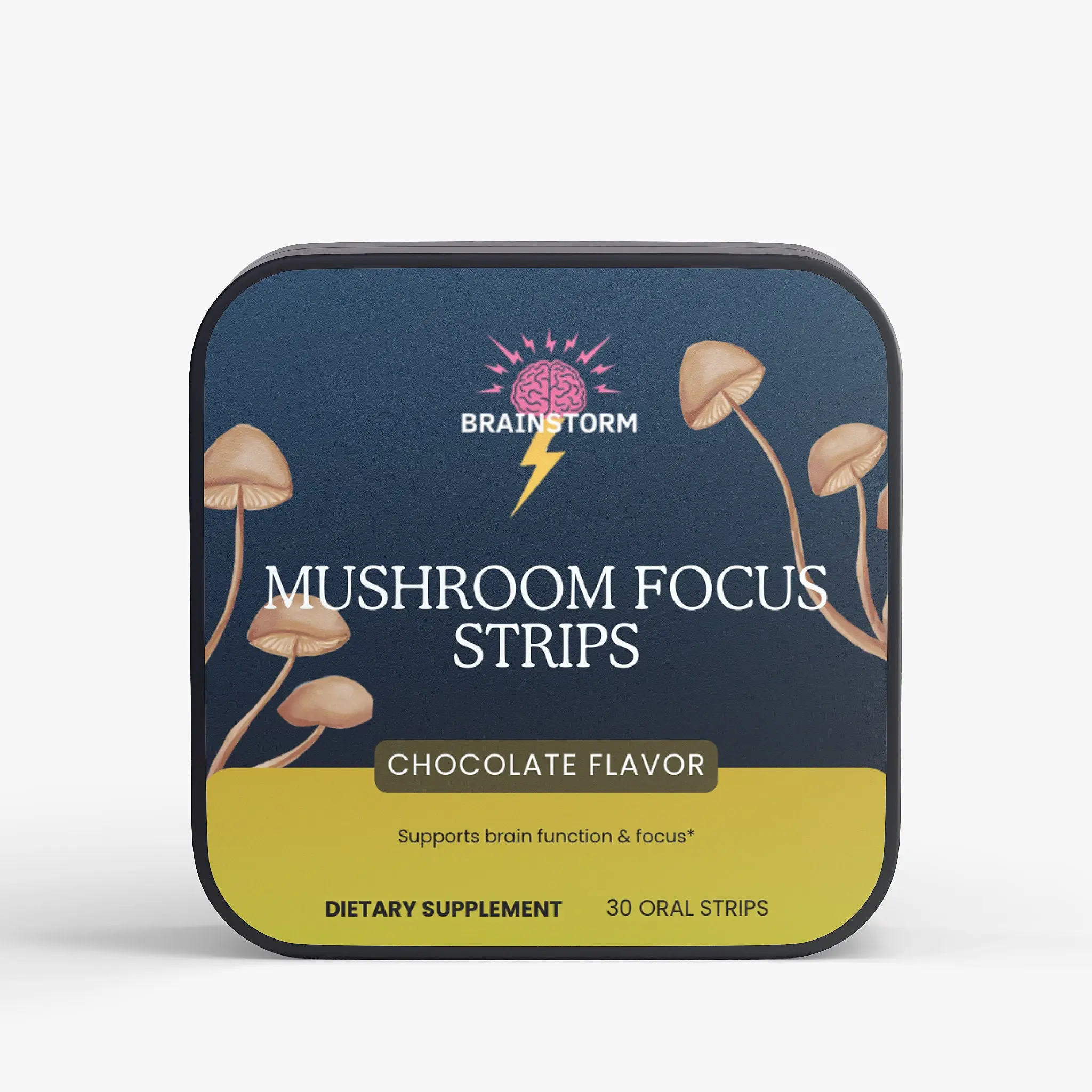 Mushroom Extract Supplement Dissolvable Chocolate Strips - Supports Brainstorm, Wellness, Cognitive Function