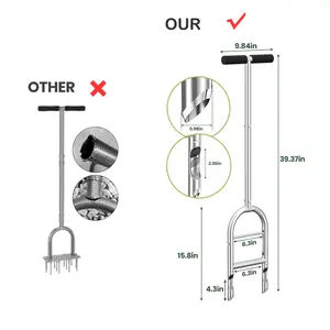 Heavy-Duty Steel Core Lawn Aerator Tool – Patented Step-to-Eject Design, Clog-Free Soil Plug Remover for DIY Green Grass