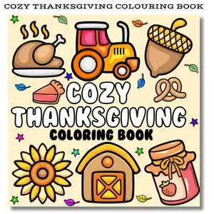 Cozy Thanksgiving Coloring Book: Bold and Simple Designs for Adults and Kids featuring Turkey, Pumpkin Pie, And More and Perfect Gift (Cozy Coloring Book)