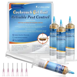 Cockroach Gel Bait Killer 4 Tubes x 30g | Powerful Indoor & Outdoor Roach Control Gel Bait Effective Long Lasting Pest Control for Kitchen Home Bathroom & Hidden Insect Infestation Treatment