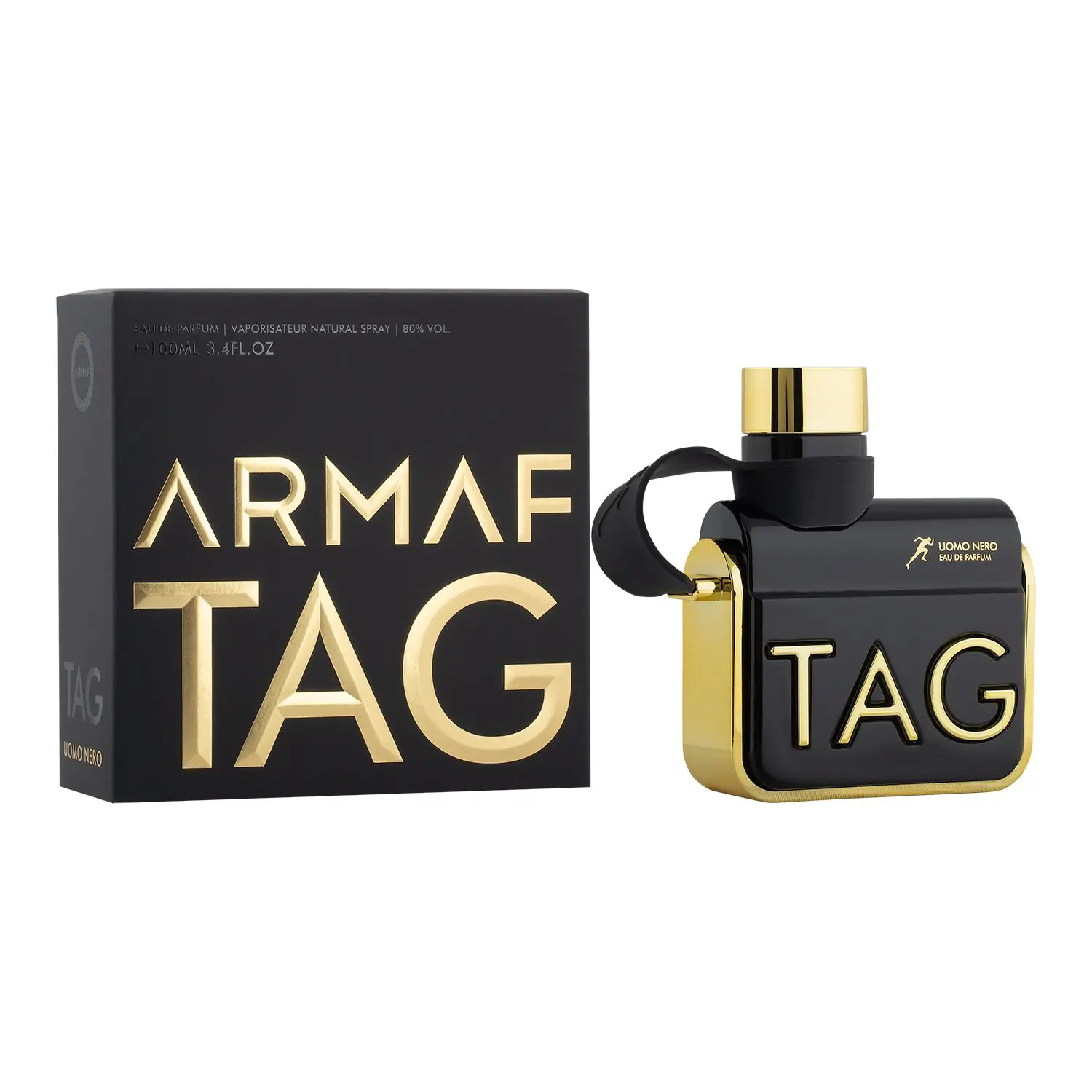 Armaf Men's Tag Uomo Nero EDP Signature Scent Crisp Spice Fragrance - 3.4 fl oz Longlasting Masculine Non-Sweet Packaged Men's Fragrance for Beauty & Personal Care