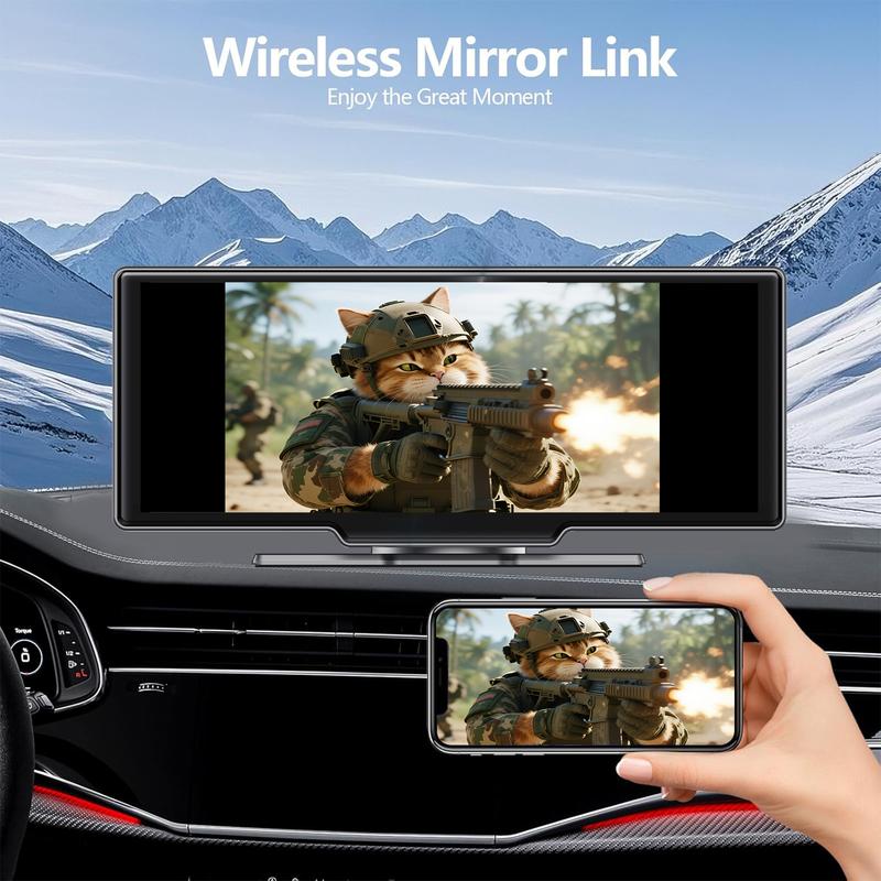2026 Wireless CarPlay Screen, 8.1" Portable Touchscreen Car Stereo with CarPlay & Android Auto, 1080P Backup Camera, Bluetooth, Mirror Link, GPS Navigation Backup Camera for All Vehicles