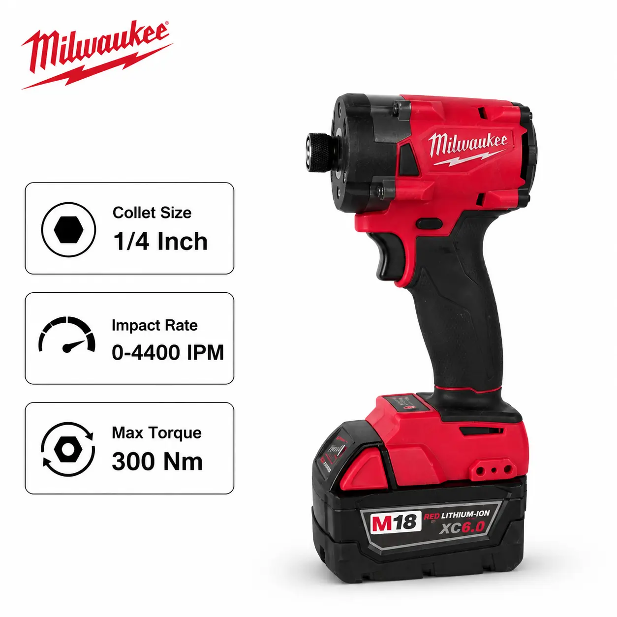 Milwaukee M18 FID3 300Nm 1/4" Hex Impact Driver, Multipurpose Tool with Multi-Mode Trigger Switch, Multitools & Accessories for Hardware Assembly, Furniture Installation, Multipurpose Tool Multitools & Accessories