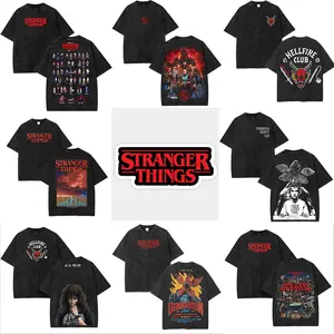 (Collection) Stranger Things Vintage Washed Graphic Shirt TV Series Classic Movie Lover Tshirt, Movie Buff Tee, Film Fan Gift, men gifts Oversized Cotton Fabric