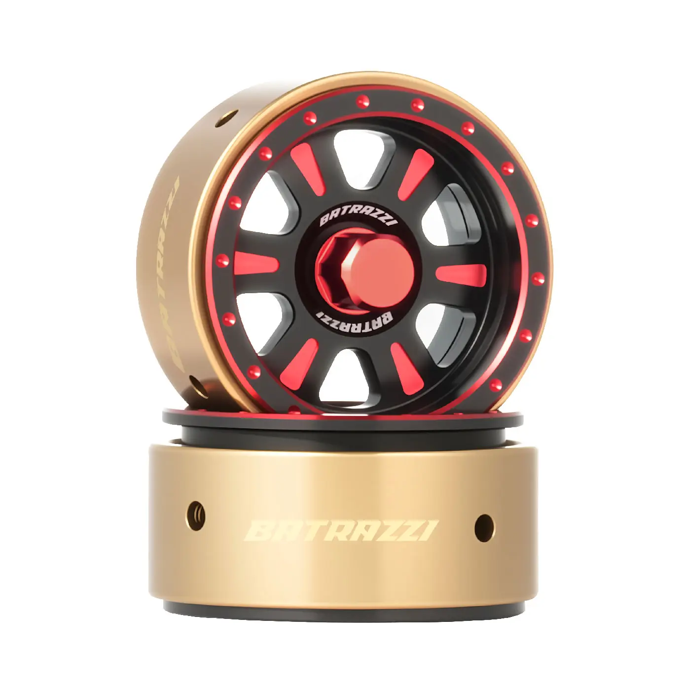 BATRAZZI 1.2” Aluminum Rogue Beadlock Metal Wheels, 2-Piece RC Car Accessories, Remote Compatible Parts for Electric Remote Control Toys