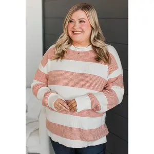 Center Of Your World Knit Sweater- Ivory & Coral