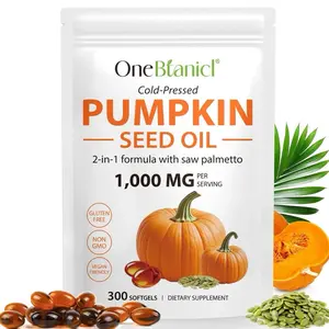 Pumpkin Seed Oil with Saw Palmetto,300 Softgels | Cold Pressed, Pure Virgin Oil, Essential Fatty Acids & Phytosterols | Supports Hair, Urinary, Bladder & Prostate Health | Non-GMO