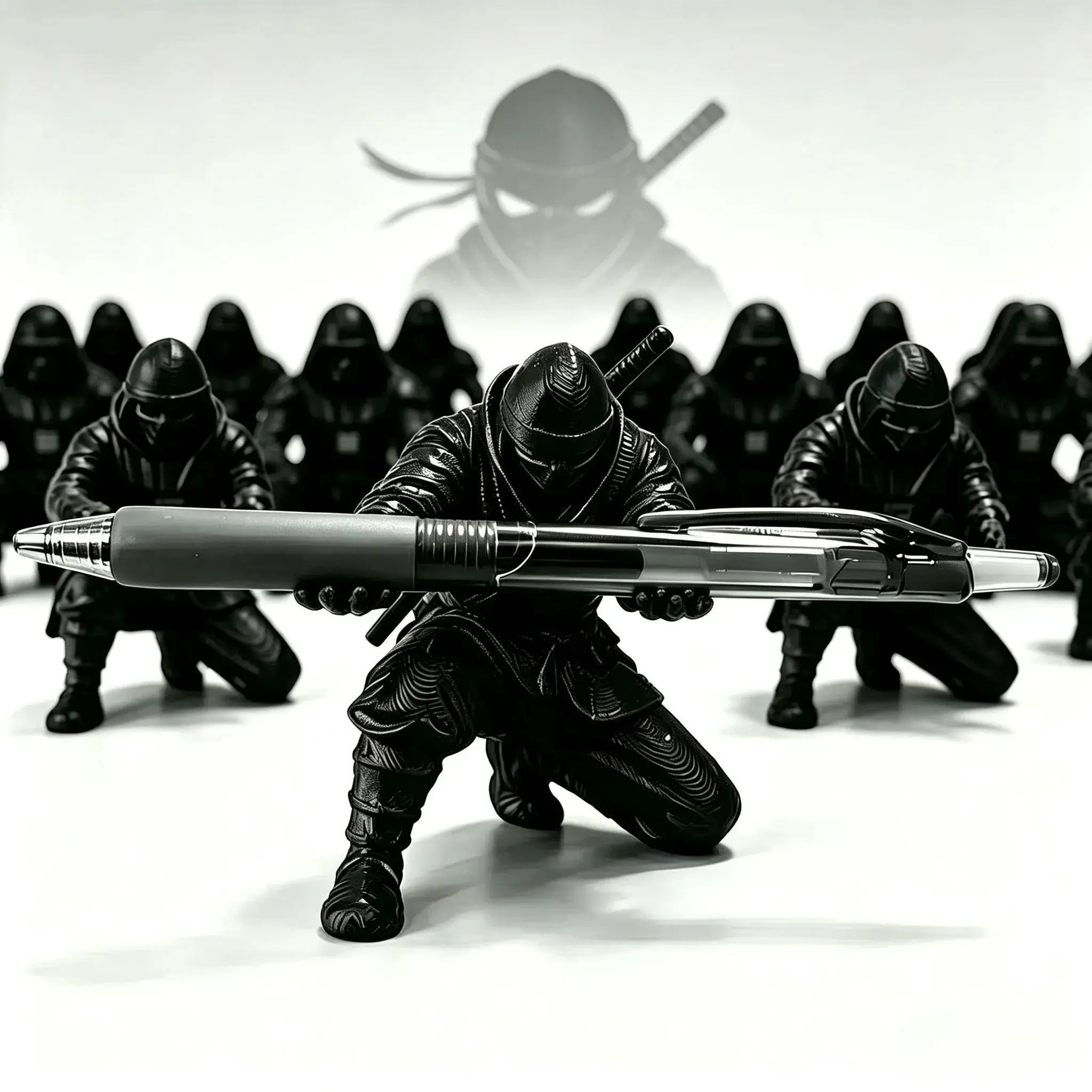 Cool Samurai Figure Stationery Organizer Creative Ninja Pen Holder Miniature Figurine Pen Stand Unique Desktop Decor Ornament