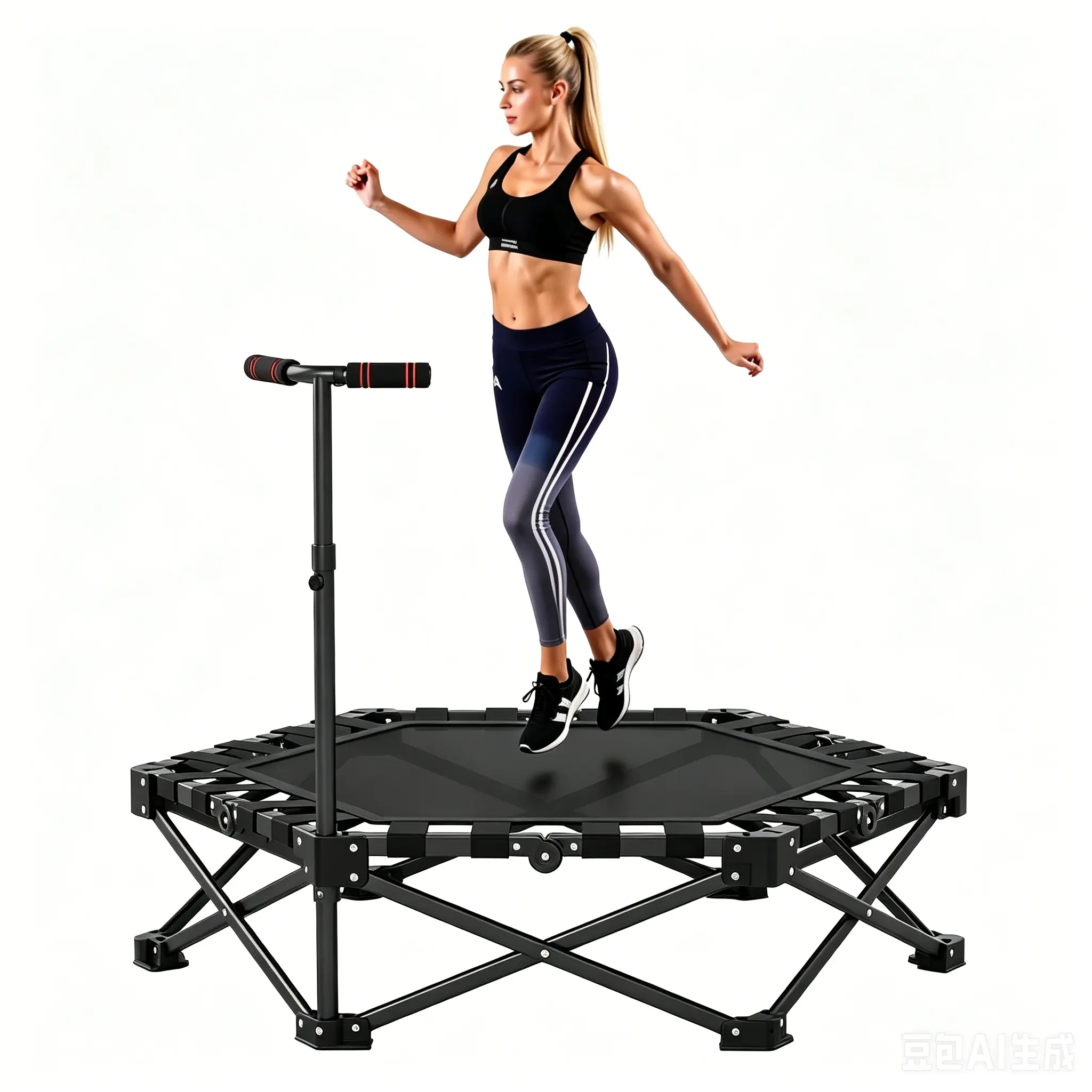 Fitness Trampoline with Handlebars for Home Workouts and Exercise Sessions