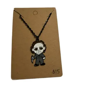 Michael Myers Necklace - Halloween Jewelry with Iconic Character Design and Black Chain