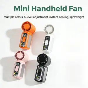 【Mother's Day Campaign】Mini Multipurpose Handheld USB Fan, Powerful Turbo Portable Fan with Speed Levels 1–199, 20800 RPM High-Speed Motor, 16 h Max Cooling Time, 4300mAh Rechargeable Battery, Pocket Personal Travel Gadget for Women and Men ,Pink