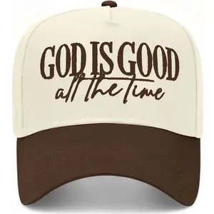 God is Good All The Time Script Vintage Trucker Hat Premium Snapback Baseball Hat for Men & Women Mesh Cap Adjustable Caps Polyester Cap Comfortable Fit Durable Materials