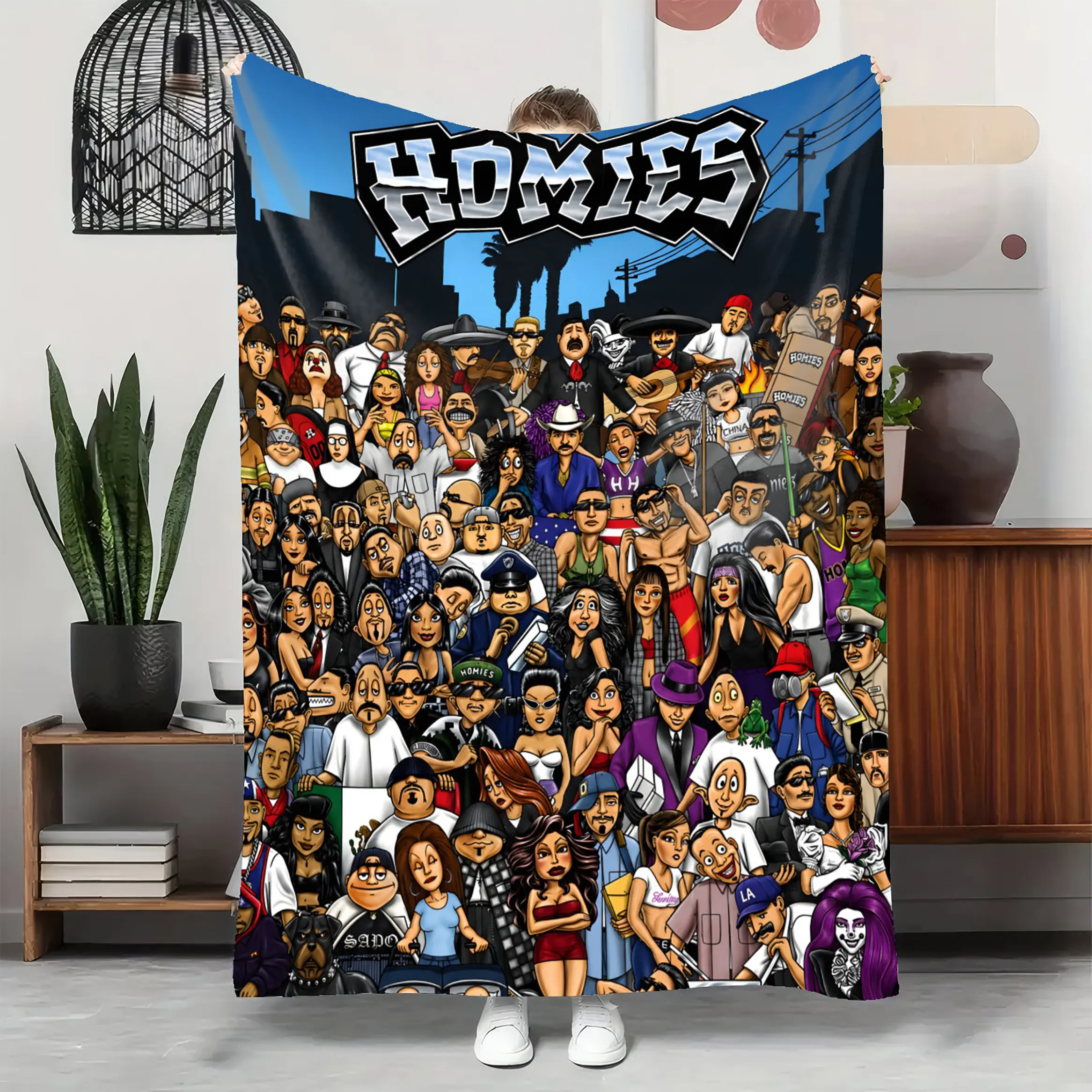 HOMIES Throw Blanket Soft Flannel Cozy Warm Lightweight For Bed Sofa Couch Travel Camping Office Home Decor Gift For Men Women Adults Teens Family