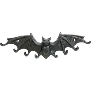 Coat Hooks Wall Mounted, Rustic Bat Key Hook Holder, Heavy Duty Decorative Black Wall Hooks for Mudroom, Towels, Hat Rack, Purse Hooks, Cast Iron Decorative ‎Antique Black Hooks