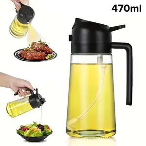 470ml Oil Sprayer Bottle, Bottle Original, Household Multicoloured Non-toxic Oil Dispensers, Automatic Opening & Closing Oil Sprayer Bottle, Reusable and Durable, White Clear Cooking Oil Sprayer Bottle, Kitchen Gadgets Spray Oil