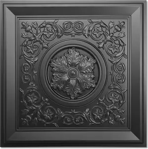 12-Pack 24"x24" Drop Ceiling Tiles,  Glue Up  Style 3D Ceiling Tiles, Black